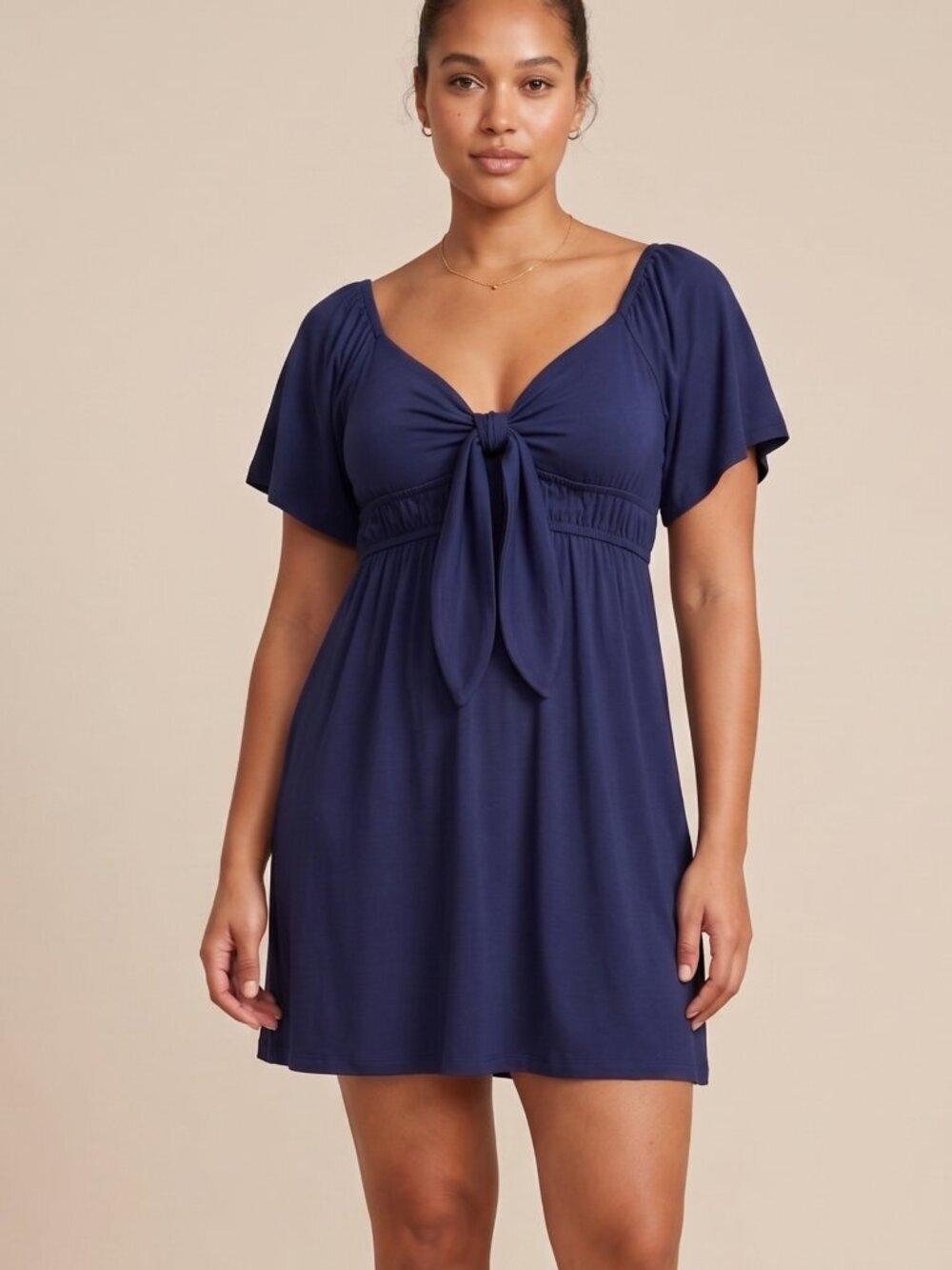 NWT | Caracilia Navy Blue Flutter Sleeve Empire Waist Dress XXL